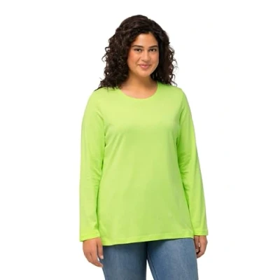 Abbildung von Ulla Popken COL ROND Langarmshirt, Damen, Größe: 46/48, Lime green