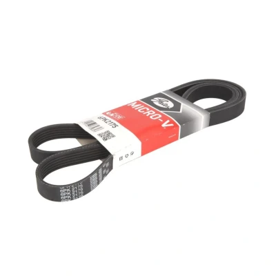 Abbildung von GATES Micro V 6PK2175 Keilrippenriemen 2175 6 Polyester, EPDM (Ethylen Propylen Dien Kautschuk) MERCEDES BENZ: W124 Limousine, C Klasse Limousine