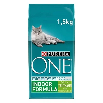 Abbildung von PURINA ONE BIFENSIS Indoor Formula Katzentrockenfutter: reich an Truthahn &amp; Vollkorn Getreide, ballaststoffreiche Nahrung für Wohnungskatzen
