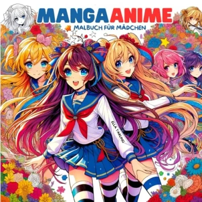 Abbildung von Manga Anime Malbuch für Mädchen ab 10 Jahren Perfektes Geschenk Teenager, und Jungs: 50 schöne Motive zum Ausmalen Entspannen