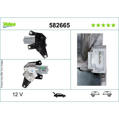 Abbildung von VALEO 582665 Scheibenwischermotor 12 hinten für Links /Rechtslenker DACIA: SANDERO 2, NISSAN: Micra 3, C+C 3