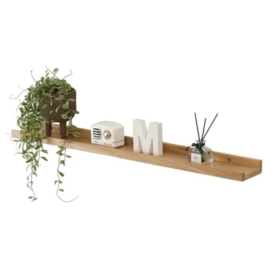 Abbildung von Gieanoo Bilderleiste Holz,60cm Eiche Regal Massiv Schweberegal Wandregal gewürzregal regalbrett Hängeregal Ideal für Wohnzimmer Schlafzimmer Badezimer