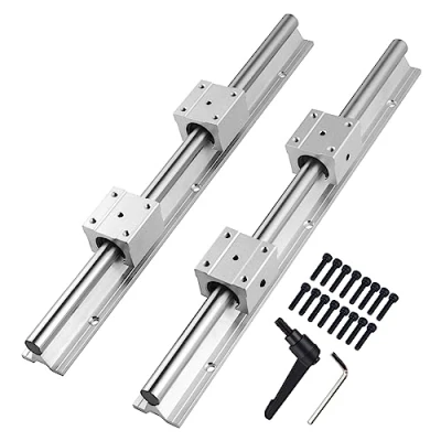 Abbildung von CNCYEAH Linearschiene Führungsschiene, 2 Stück 1200 mm Linearlager Gleitset mit Linearführungswellen und 4 SBR20UU Lagerblöcken, Führungsschienenset für Drehmaschinen(SBR20 1200mm)