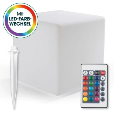 Abbildung von EASYmaxx LED Solarleuchte mit Farbwechsel Deko Gartenleuchte Beleuchtung Wunderschöne Lichteffekte Tageslichtsensor In &amp; Outdoor Gartendeko Witterungsbeständig IP67, Würfel