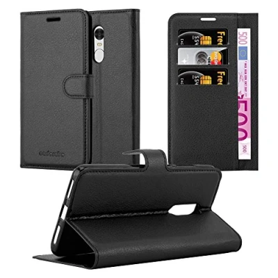 Abbildung von Cadorabo Hülle kompatibel mit Xiaomi RedMi Note 4 Handyhülle aus Kunst Leder Flip Klappbare Stoßfeste Magnetische [Standfunktion] [Kartenfächern] Cover für Tasche in Schwarz