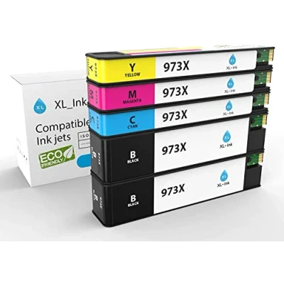 Abbildung von XL Ink Cartridges Compatible with HP 973x / HP973x Economy Pack of 5 (CMY + 2X BK: L0S07AE, F6T81AE, F6T82AE, F6T83AE. Capacity: 10,000 Pages, 3X 7000 Pages)