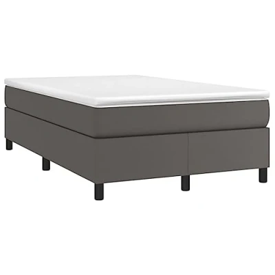 Abbildung von vidaXL Bettgestell, Polsterbett Bett für Schlafzimmer, Bettrahmen mit Lattenrost, Kunstlederbett Doppelbett, Grau 120x200cm Kunstleder