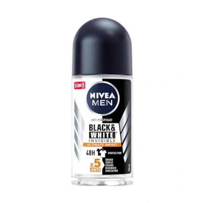 Abbildung von Nivea Roll On Men 50ml (Pack of 6) Invisible for Black &amp; White Ultimate Impact Long lasting Protection Against Yellow Stains 48 Hours Sweat With Skin Care