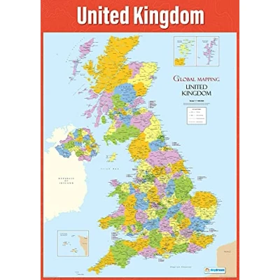 Abbildung von Daydream Education GB Karten Poster, Geographie für das Klassenzimmer, laminiertes Glanzpapier, 850 x 594 mm (A1)