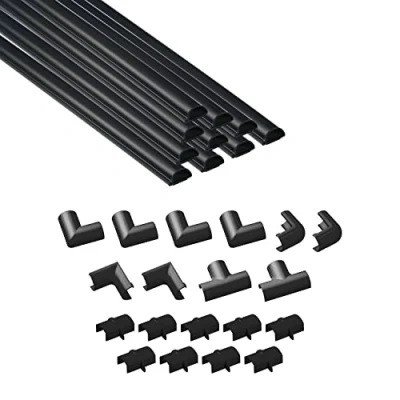 Abbildung von D Line 20x10mm Kabelkanal zur Kabelführung, Kabelleiste 20mm (B) x 10mm (H) 10x 40cm Länge (4 Meter) Schwarz
