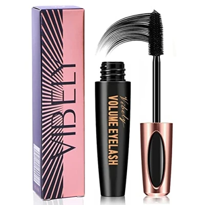 Abbildung von 4D Mascara,4D Wimperntusche,4D Silk Fiber Lash Wimperntusche Wasserfest,4D Mascara, Wimpernverlängerung Mascara Schwarz Wasserfest Länger Dicker Wimpern