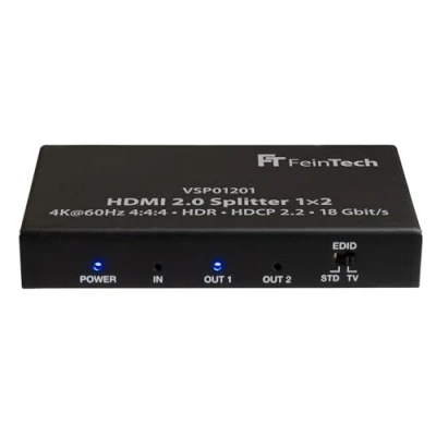 Abbildung von FeinTech VSP01201 HDMI 2.0 Splitter 1 auf 2 Verteiler Ultra HD 4K@60Hz YUV 4:4:4 HDR HDCP 2.2 EDID 18 Gbps