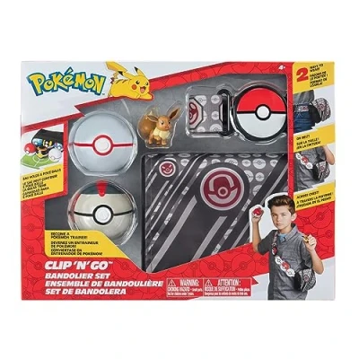 Abbildung von Jazwares Spielfigur Pokémon Clip&#039;n Go Bandolier Set Evoli (Premierball &amp; Timerball) (N