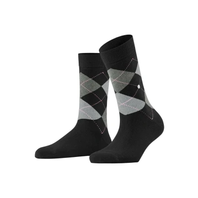 Abbildung von Burlington Queen Rautenmuster Logoemblem Socken, Damen, Größe: 36 41, Schwarz/grau/rosa