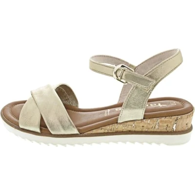 Abbildung von Tamaris Plateausandalette, Damen, Größe: 38, Light gold Schuhe
