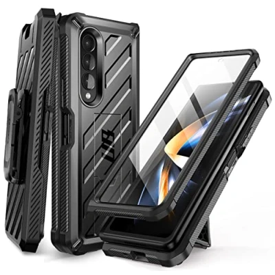 Abbildung von SupCase Hülle für Samsung Galaxy Z Fold 4 5G (2022), Bumper Case Robust Handyhülle Premium Schutzhülle [Unicorn Beetle] mit integriertem Displayschutz, Gürtelclip und Ständer (Schwarz)