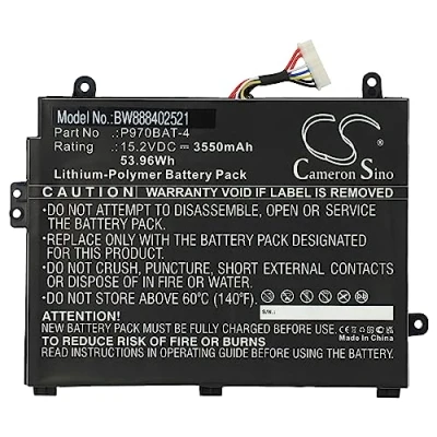 Abbildung von vhbw Akku Ersatz für Clevo P970BAT 4 Notebook (3550mAh, 15,2V, Li Polymer)
