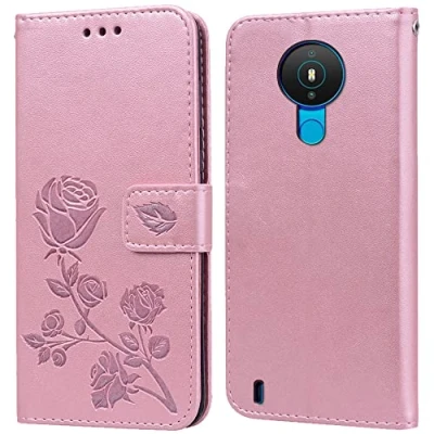 Abbildung von PKQTOP Hülle für Nokia 1.4 Handyhülle,Klappbar Tasche Case,Standfunktion,Kartenfach,Silikon Bumper,Stoßfeste Schutzhülle Cover
