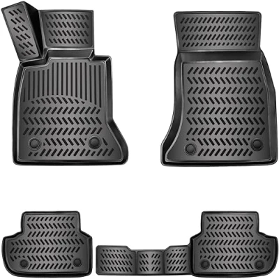 Abbildung von ELMASLINE 3D Gummimatten Set für BMW 5er G30 HYBRID 2017 2024 Extra hoher 5cm Rand Zubehör Fußmatten