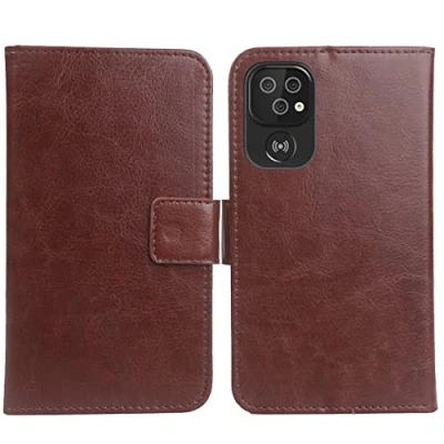 Abbildung von Gukas PU Leder Tasche Hülle Für Doro 8100/8110 / 8100 Plus 6.1&quot; Handy Flip Lederhülle Handyhülle Brieftasche Schutz Case Cover Etui (Braun)