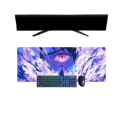 Abbildung von Uchiha Sasuke XXL Mauspad, multifunktional, Gaming Anime, 800 x 300 mm, Tastatur, wasserdicht und 3 rutschfeste Gummibasis, strukturierte Oberfläche