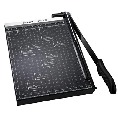 Abbildung von Meykey Papierschneider Profi Fotoschneider Hebelschneider Papierschneidemaschine Schneidegerät Schrottmaschineider, für Foto, Papier, Pappe, A4, Schwarz