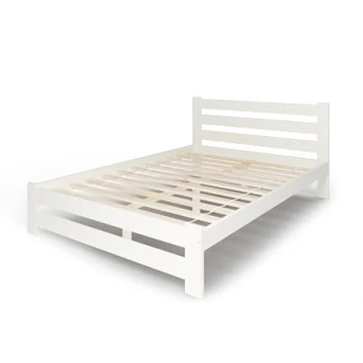 Abbildung von Home Collective Holzbett mit Lattenrost Modern Bett Kiefer Bettgestell Massivholzbett Klassisch (90x200, 120x200, 140x200, 160x200 cm), Doppelbett, Skandi Boho Landhaus Kopfteil hoch 140x200 cm weiß