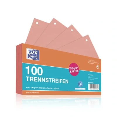 Abbildung von Oxford Trennstreifen, aus Karton, gelocht, 190 g/m², rot, 100 Stück