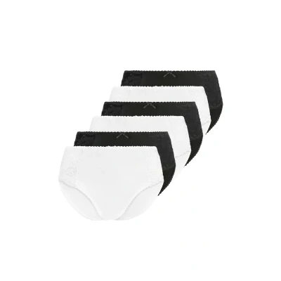 Abbildung von Lascana 6 PACK Slip, Damen, Größe: 32/34, Schwarz + weiß