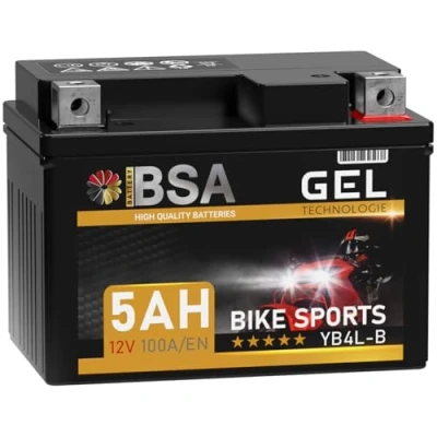Abbildung von BSA YB4L B GEL Roller Batterie 12V 5Ah 100A/EN Motorradbatterie doppelte Lebensdauer entspricht CB4L 50411 12N4 3B A vorgeladen auslaufsicher wartungsfrei ersetzt 4Ah