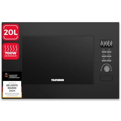 Abbildung von Telefunken Einbau Mikrowelle, Grill und 20 l, Einbaumikrowelle mit Grill, 700 W, 800 W Timer, schwarz, 60 cm