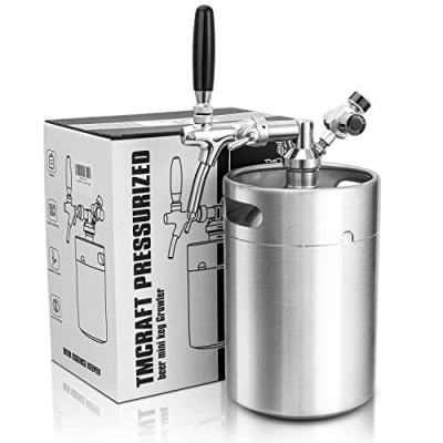 Abbildung von TMCRAFT 5Liter (170oz) Minifass Growler, Edelstahl Druckfass Kit System mit einstellbarem Hahn kann Getränke für Hausbrauerei, handwerkliche Biere und Fassbier frisch kohlensäurehaltig