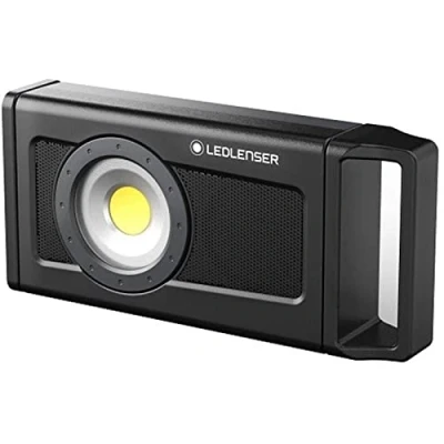 Abbildung von Ledlenser iF4R music LED Baustrahler, aufladbar, kabellos, IP54, 2500 Lumen, Bluetooth Lautsprecher, flexibler Standfuß mit Magnet, Stativhalterung, Arbeitsleuchte, Flutlicht