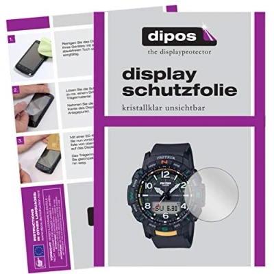 Abbildung von dipos I 2X Schutzfolie klar kompatibel mit Casio PRT B50 Pro Trek Folie Displayschutzfolie
