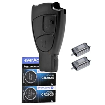 Abbildung von Auto Schlüssel Smartkey Funk Fernbedienung Sender 2 Tasten Gehäuse 2X Mikrotaster CR2025 Batterie für Mercedes Benz