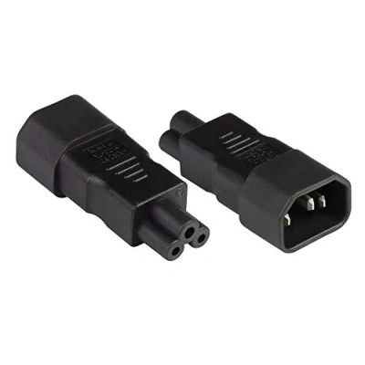 Abbildung von Good Connections® Stromadapter Kaltgeräte Stecker C14 (gerade) an Kleeblatt Buchse C5 (gerade), UL Netzadapter/Steckdosenadapter/Netzleitungsadapter SCHWARZ