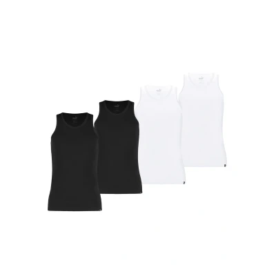Abbildung von Puma Herren 4ER PACK BASIC, UNTERHEMD, Rundhals Top, Herren, Größe: Large, Schwarz weiß