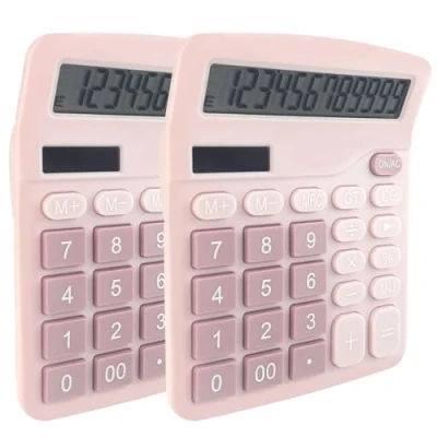 Abbildung von Diompilux 2er Pack Rosa Taschenrechner, 12 stelliger Tischrechner Dual Power(Solar und Batterie), Taschenrechner Klein mit großem Display Sensitive Taste, für Schule, Büro, Steuerberechnung