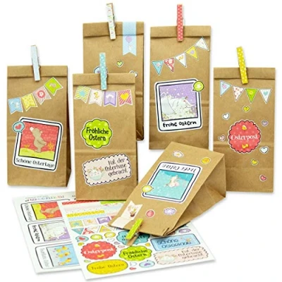 Abbildung von Papierdrachen 12 kreative Osternester zum Befüllen mit bunten Osteraufklebern Ostergeschenk für Kinder Scrapbook Design 3 Ostern