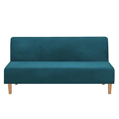 Abbildung von Mingfuxin Armlose Schlafsofabezüge, Stretch Samt Futon Couchbezug Dicke weiche gemütliche Sofa Schonbezug Möbelschutz für 2 3 Sitzer armloses Klappsofa