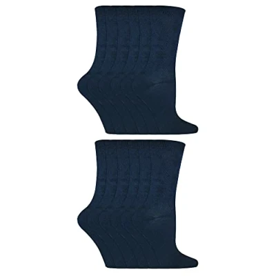Abbildung von 12er Pack Kinder Einfarbig Socken Sock Snob Baumwolle für Mädchen und Jungen 27 30 31 34 (30 36, Marine)