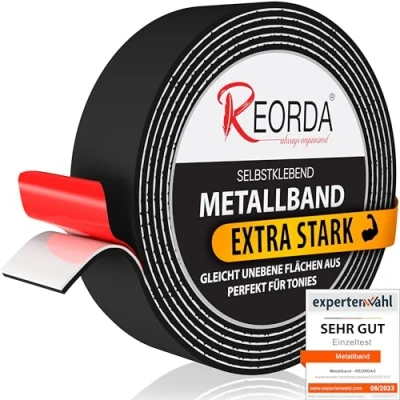 Abbildung von REORDA Metallband selbstklebend Schwarz Ideal für Tonies® Figuren &amp; Regale Magnetband Magnete I Ferroband Eisenband (6m)