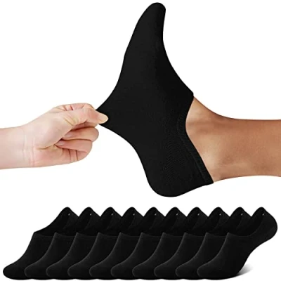 Abbildung von FALARY Füßlinge Herren Damen Footies Unsichtbare Kurze 10 Paar Sneaker Socken Großes Silikonpad Verhindert Verrutschen_Schwarz_47 50