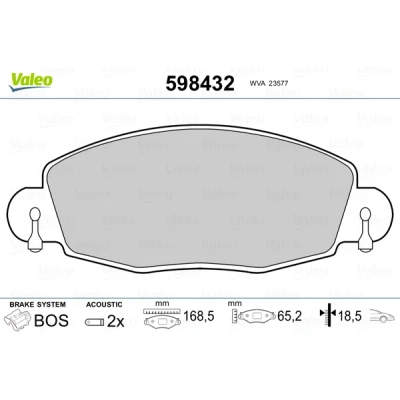 Abbildung von VALEO 598432 Bremsbelagsatz Vorderachse inkl. Verschleißwarnkontakt ohne Anti Quietsch Blech FORD: Transit Mk5 Kastenwagen, Bus