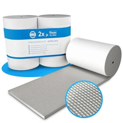 Abbildung von STRACKS® 2X Garagen Wandschutz je 2m x 20cm 9mm Extra Dicker Türschutz Für Ihr Auto und die Garagenwand Selbstklebender Türkantenschutz 2 Rollen grau