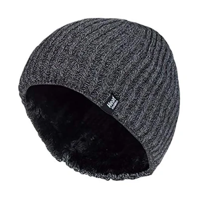 Abbildung von HEAT HOLDERS Herren Outdoor Winter Warm Beanie Strick Mütze mit Gefüttert (One Size, Charcoal (Halden))