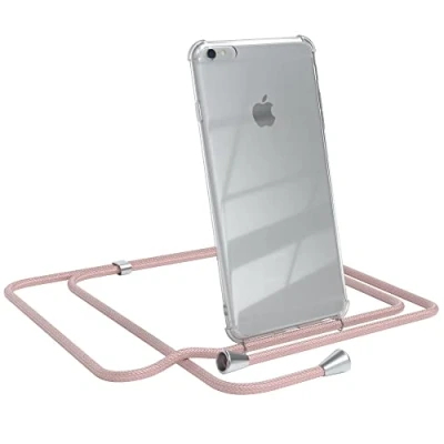 Abbildung von EAZY CASE Handykette kompatibel mit iPhone 6 / 6S Plus Handyhülle Umhängeband, Handykordel Schutzhülle, Silikonhülle, Hülle Band, Stylische Kette für Smartphone, Rosé Gold