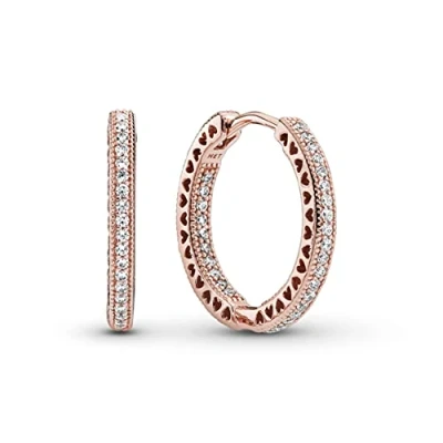 Abbildung von Pandora Sparkle Hearts HOOP Ohrringe, Damen, Größe: One Size, Rose gold plated