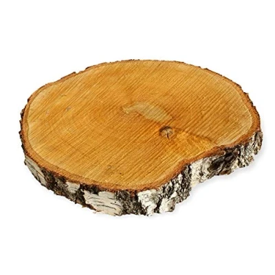Abbildung von Große Holzscheibe zum Basteln oder Dekorieren 1 Stück naturbelassene Baumscheibe aus Birkenholz mit 30 35 cm Durchmesser runde Holz Birkenscheibe als Deko Holzplatte Holzdeko