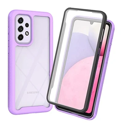 Abbildung von XINNI Hülle für Samsung Galaxy A53 5G, 360 Grad Stoßfeste Schutzhülle mit Integriertem Bildschirmschutz, Robuster Bumper Outdoor Full Body Case, Helles Lila